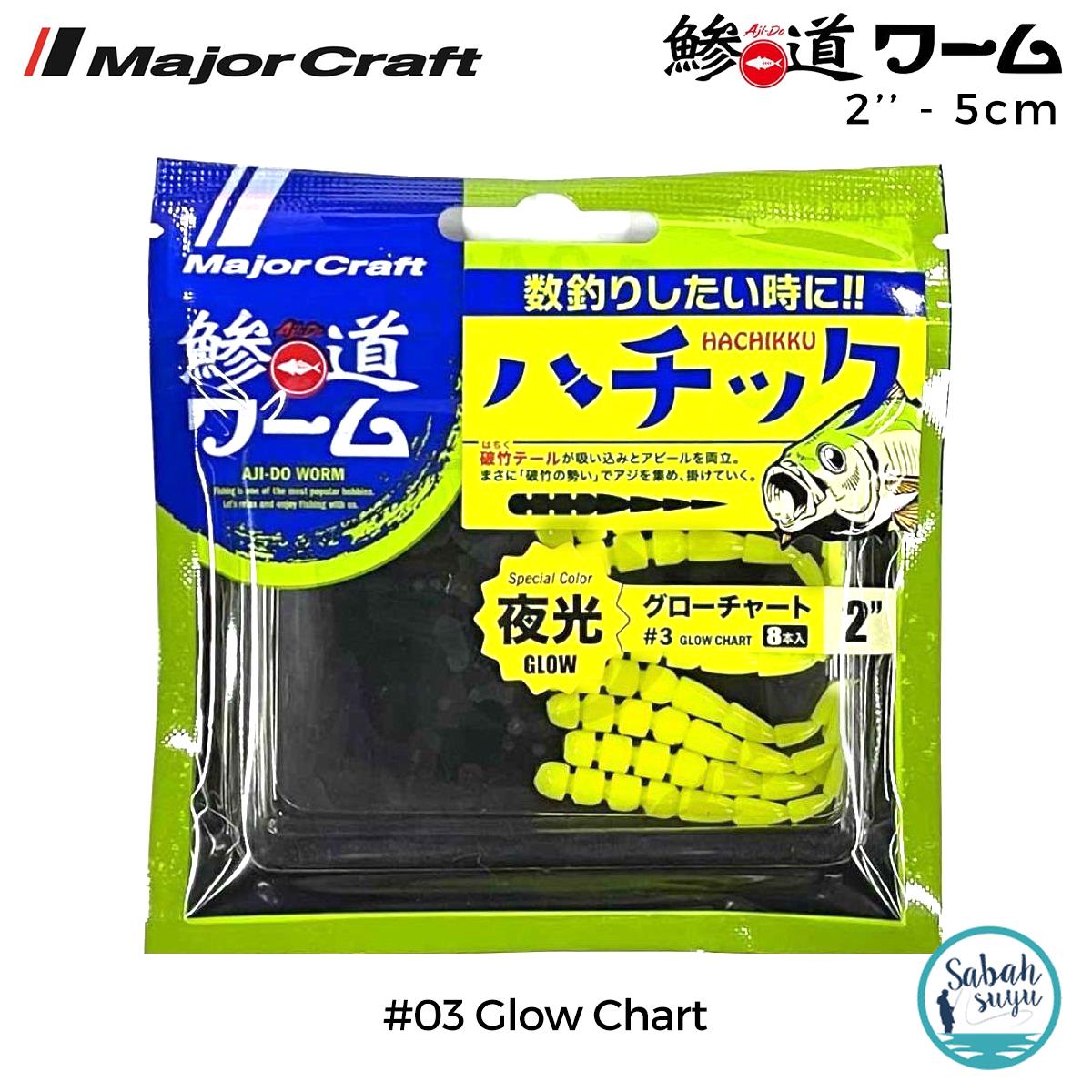 Major Craft Ajido Worm Hachikku ADW-HC 2'' 5cm #03 Glow Chart
