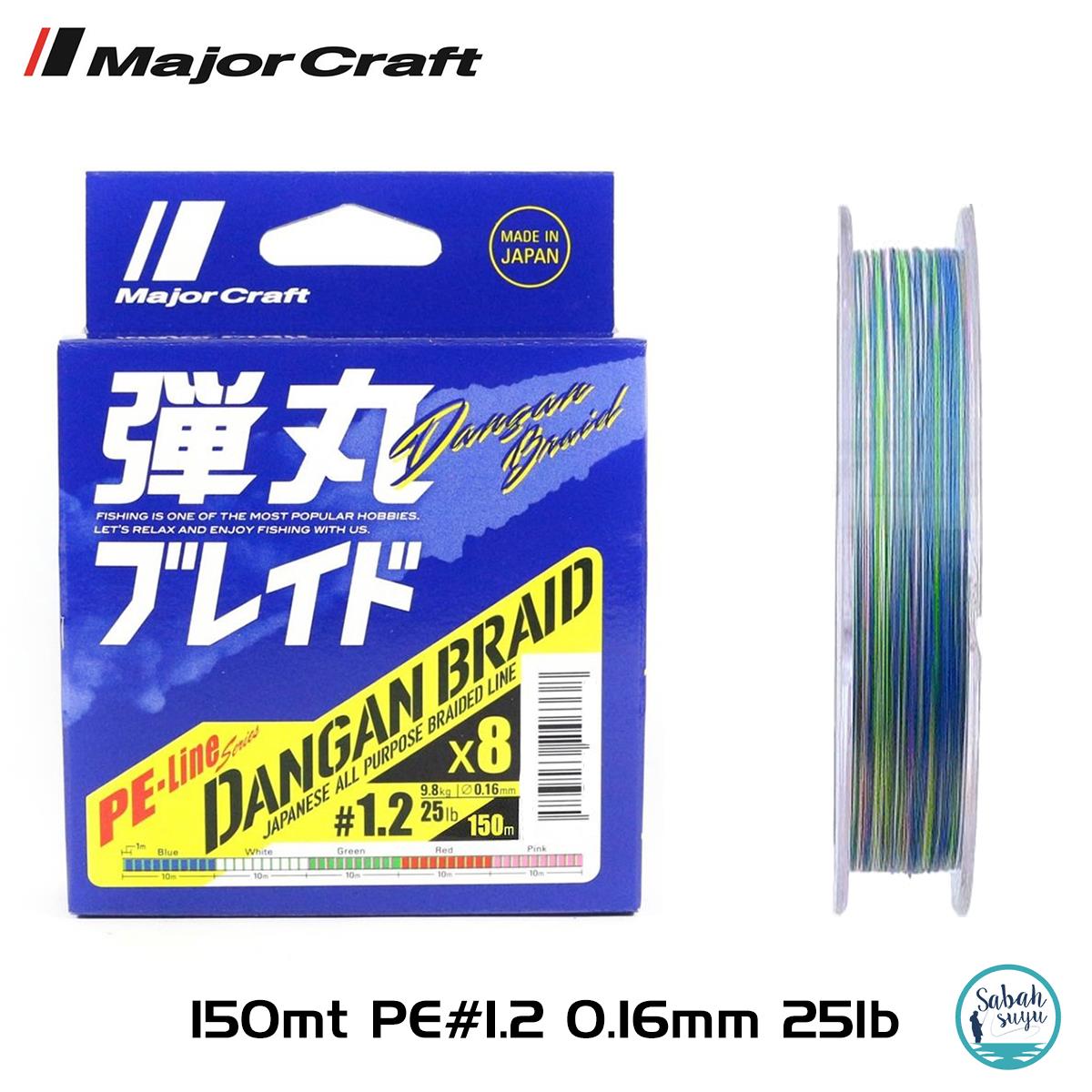 Major Craft Dangan Braid 8X İp Misina PE 1.2 0.16mm 25lb/9.8kg 150mt Multi