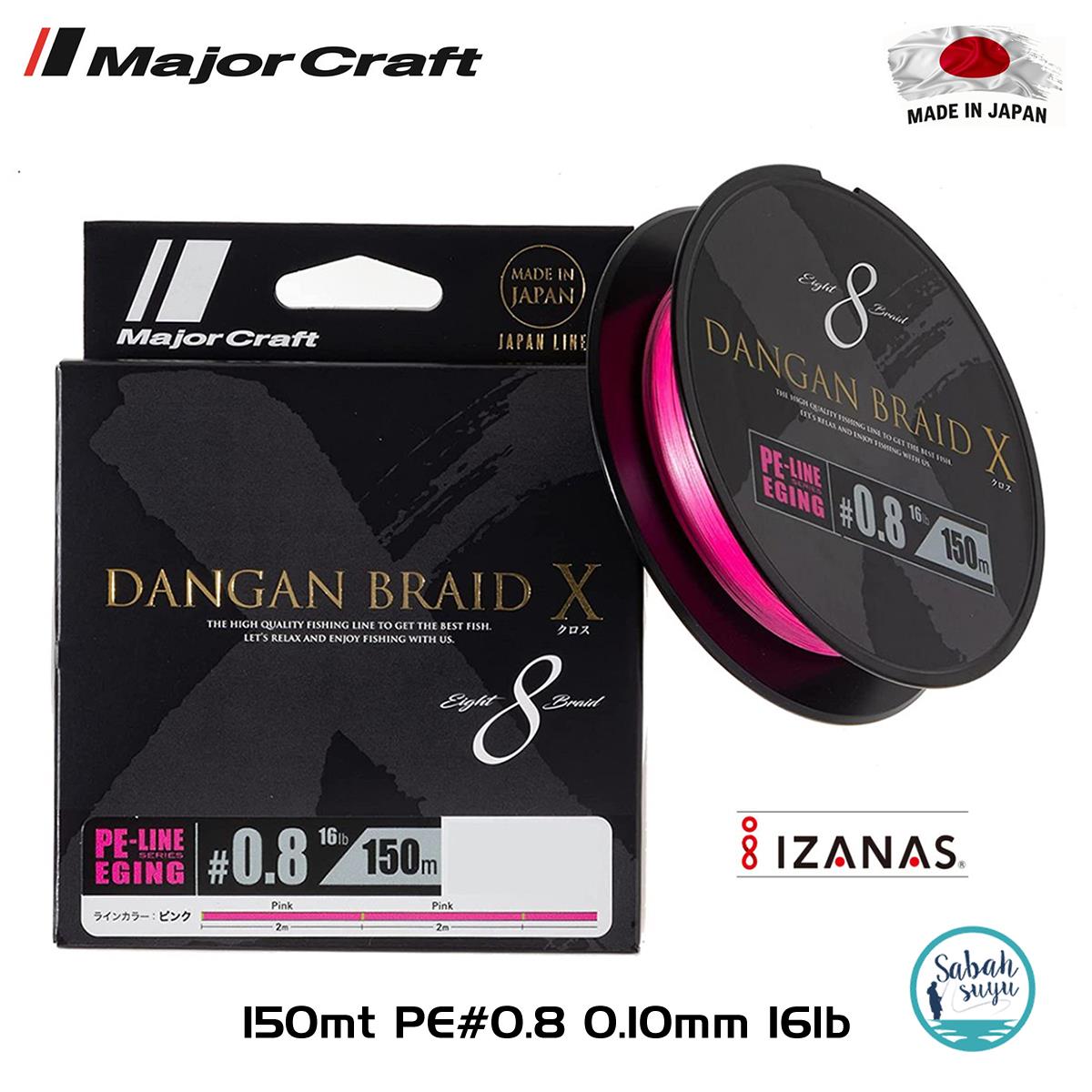 Major Craft Dangan Braid X 8X İp Misina PE 0.8 0.10mm 16lb/7.26kg 150mt Pembe