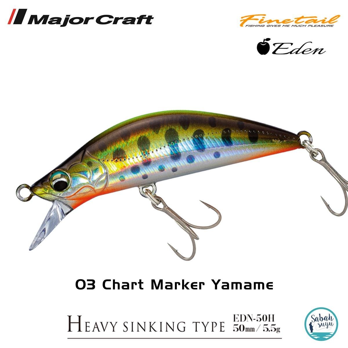 Major Craft Finetail Eden 50HS 5.5gr LRF Sahte Balık # 03 Chart Marker Yamame