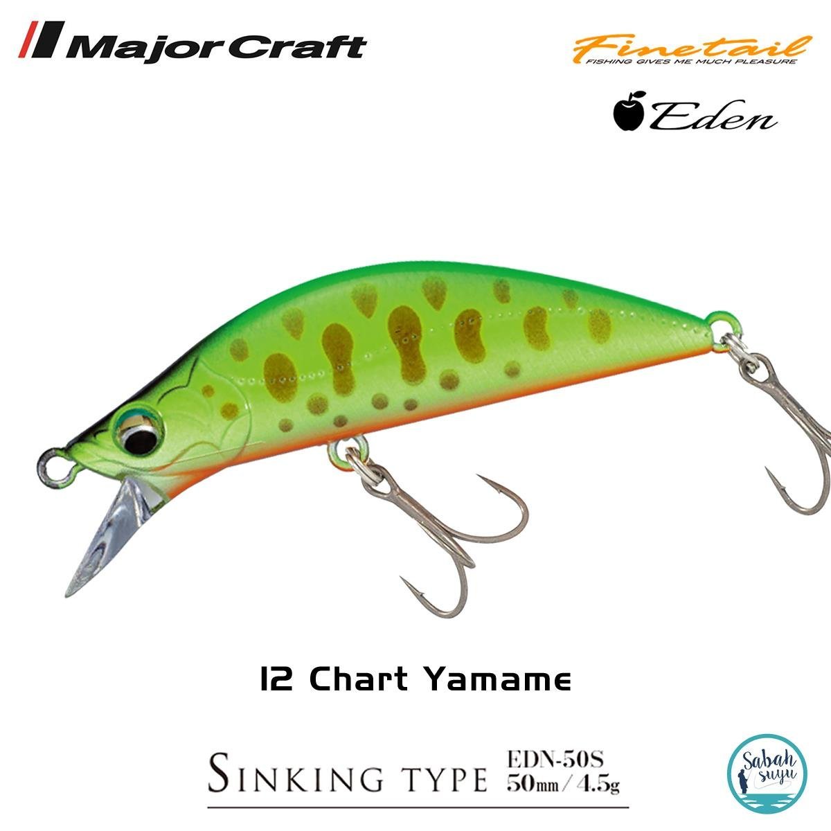 Major Craft Finetail Eden 50S 4.5gr LRF Sahte Balık # 12 Chart Yamame