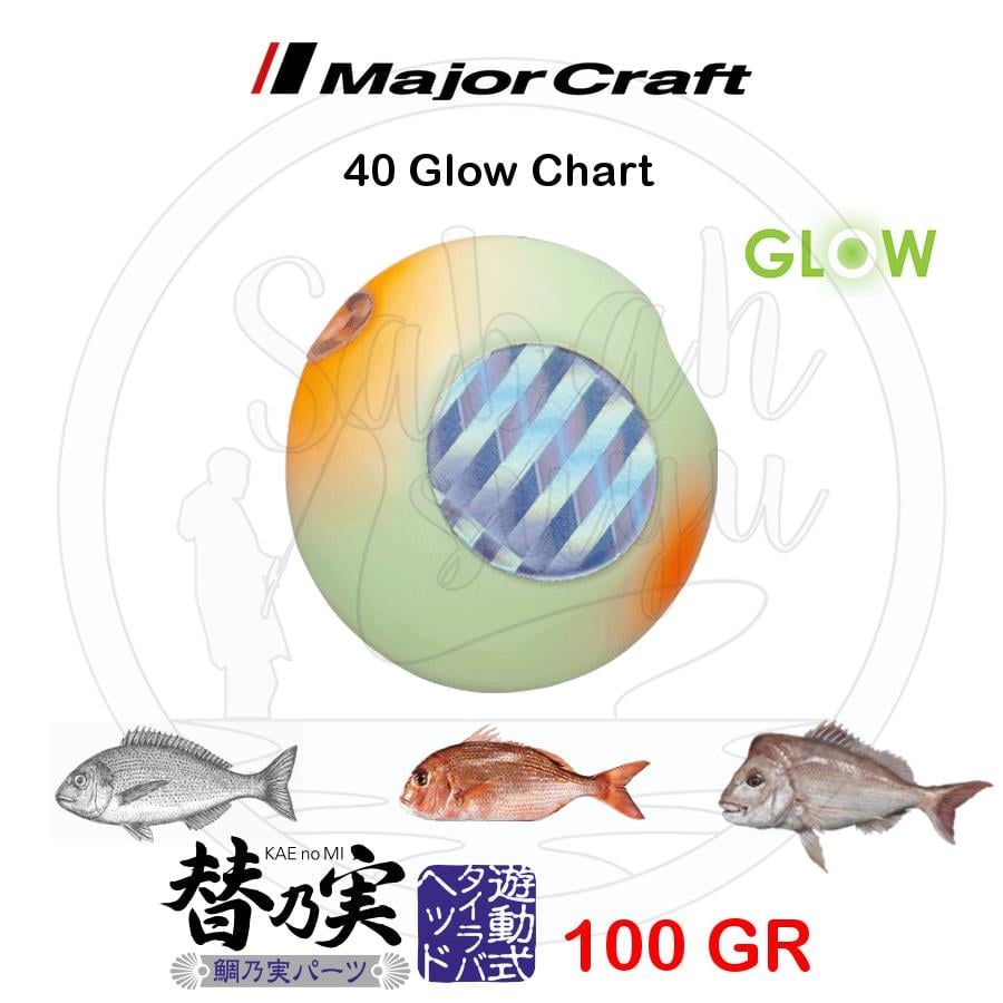 Major Craft TM-Head Slider Tai Rubber Jig 100gr #40 Glow Chart