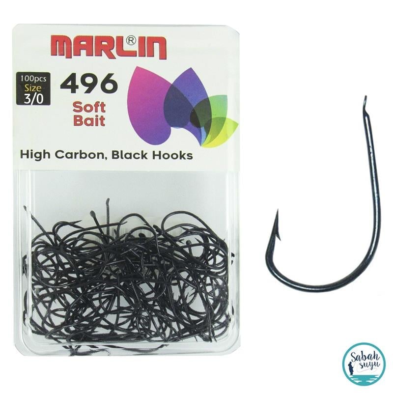Marlin 496 Çapraz Tekli Olta İğnesi Siyah # 3/0 (100 adet)