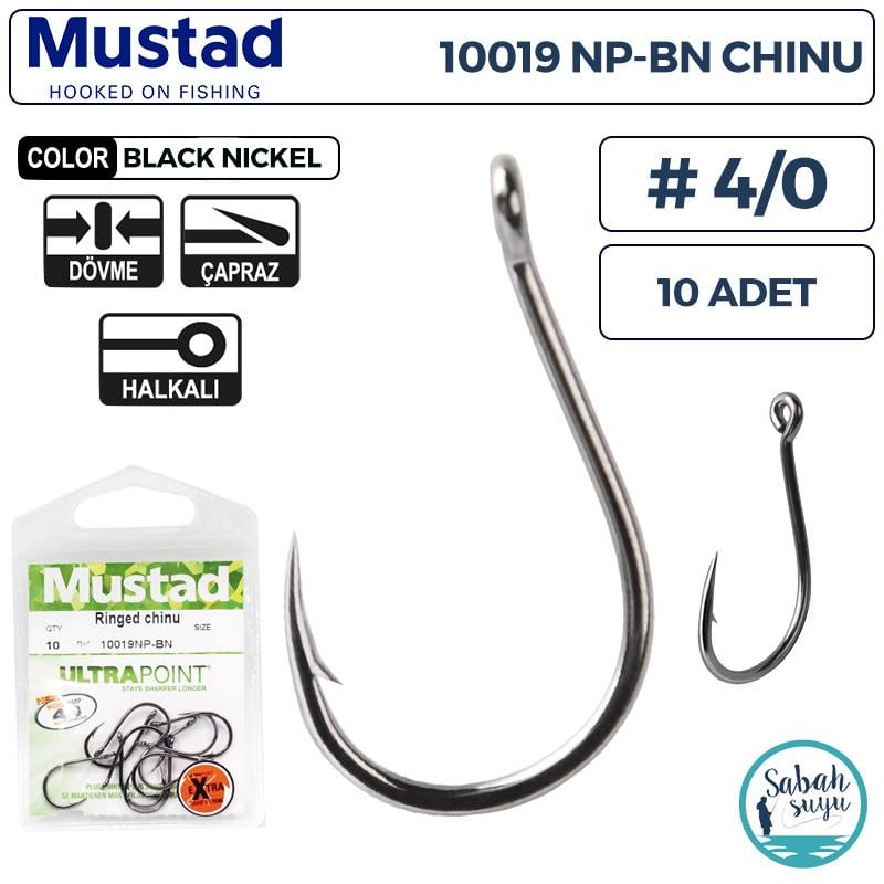 Mustad 10019 NP-BN Chinu Delikli İğne Siyah #4/0 (10 Adet)