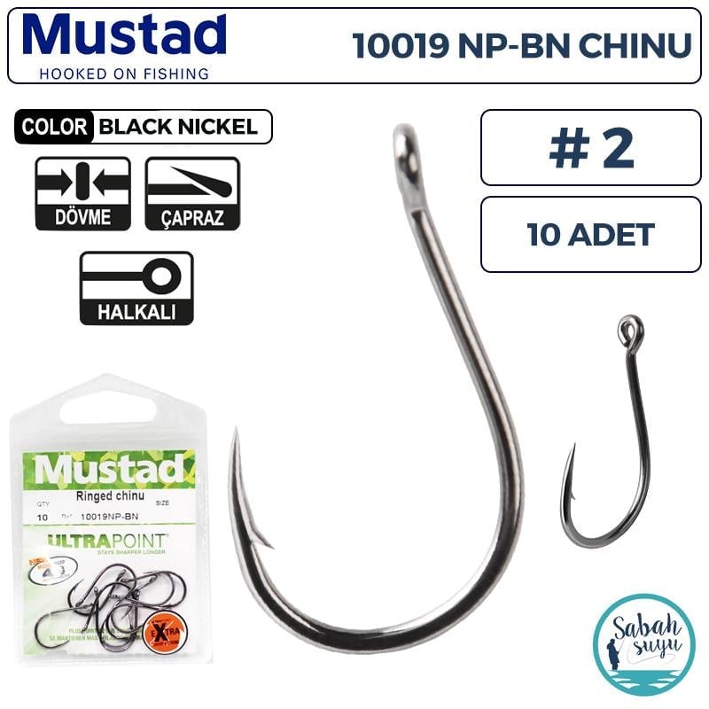 Mustad 10019 NP-BN Chinu Delikli İğne Siyah #2 (10 Adet)