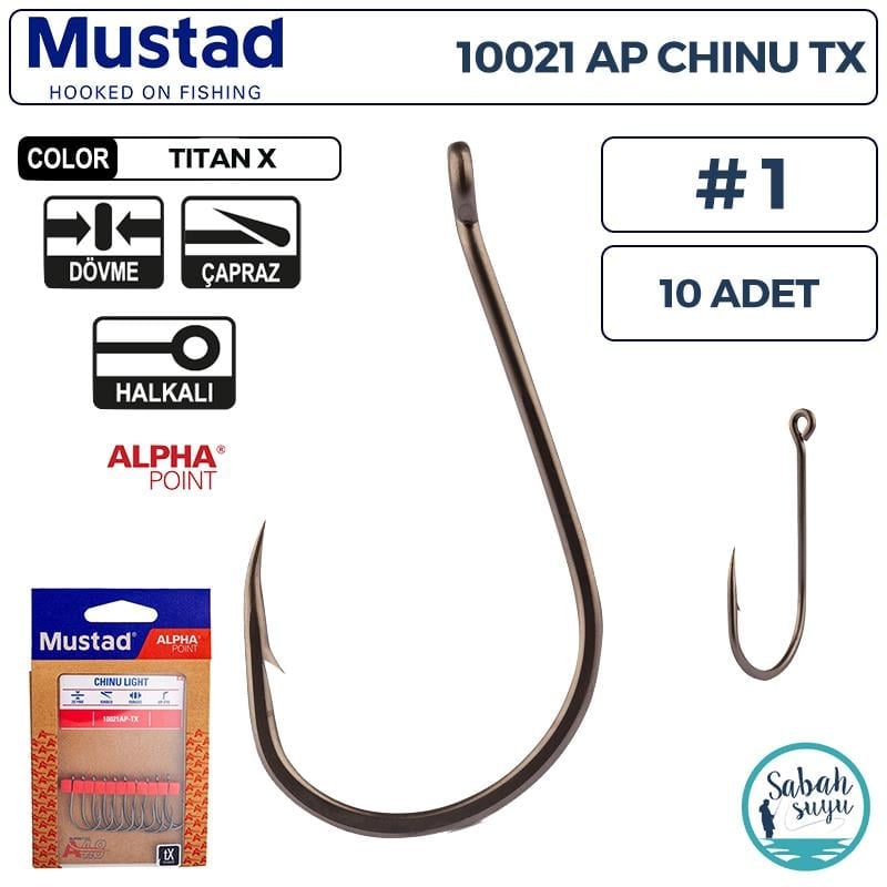 Mustad 10021 AP Chinu Light Delikli Olta İğnesi TX #1 (10 Adet)
