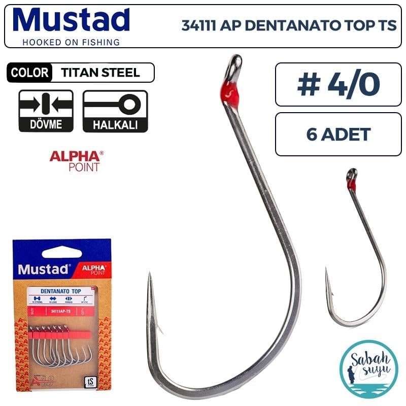 Mustad 34111 AP Dentanato Top Delikli Olta İğnesi TS #4/0 (6 Adet)