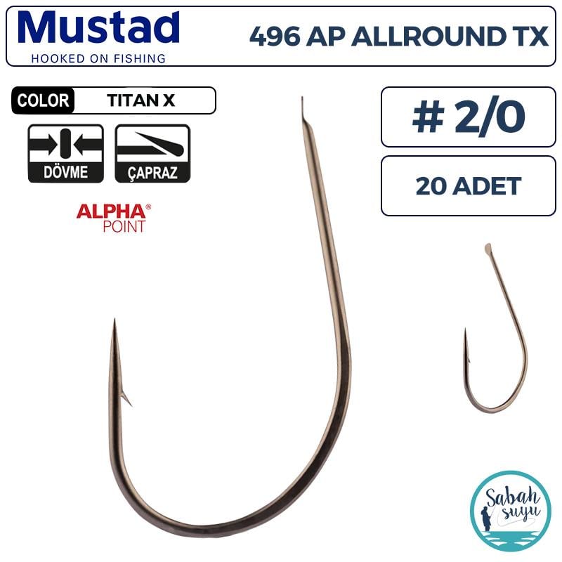 Mustad 496 AP Allround Olta İğnesi TX #2/0 (20 Adet)