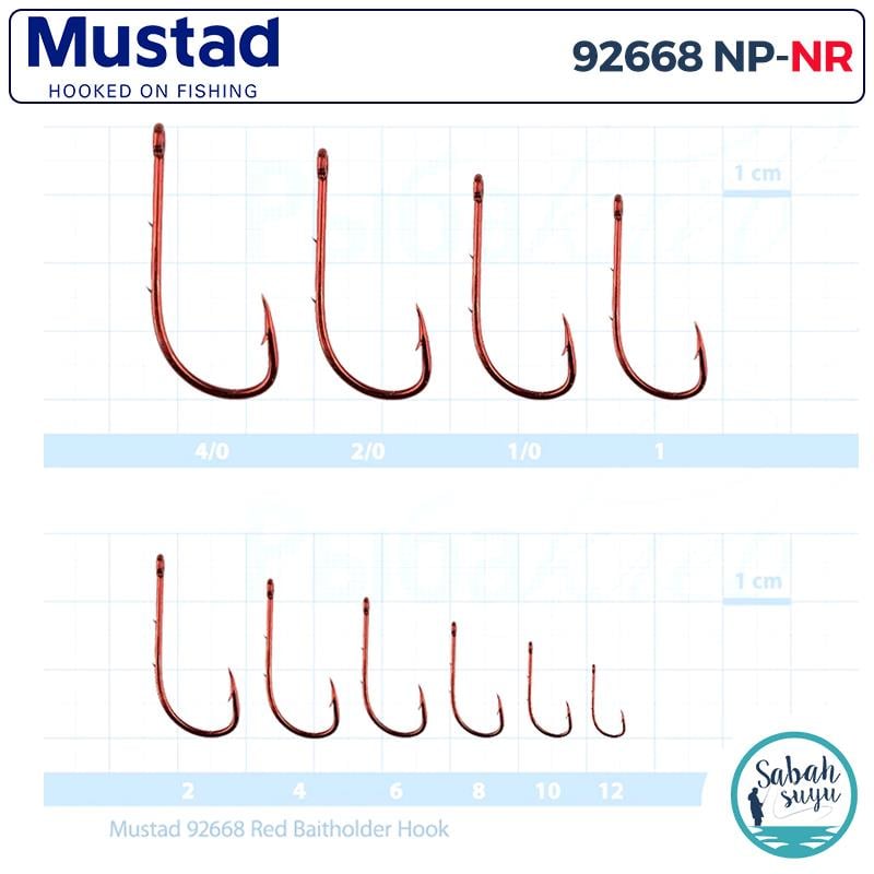 Mustad 92668 NP-NR Baitholder Tırnaklı Delikli İğne #2 (10 Adet) Kırmızı