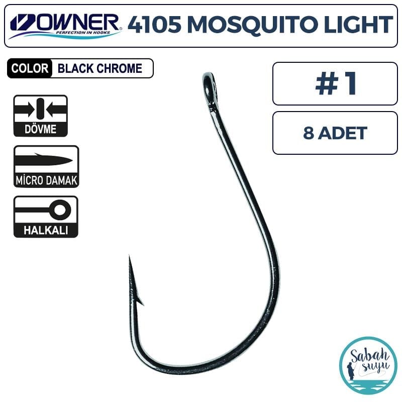 Owner 4105 Mosquito Light Delikli İğne #1 (8 Adet) Siyah