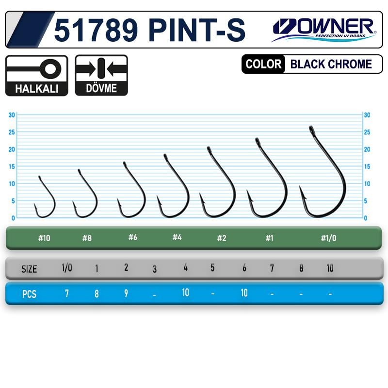 Owner 51789 Pint-S Delikli İğne #1/0 (7 Adet) Siyah