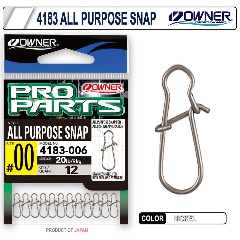 Owner All Purpose Snap Klips No:00 9mm 9kg