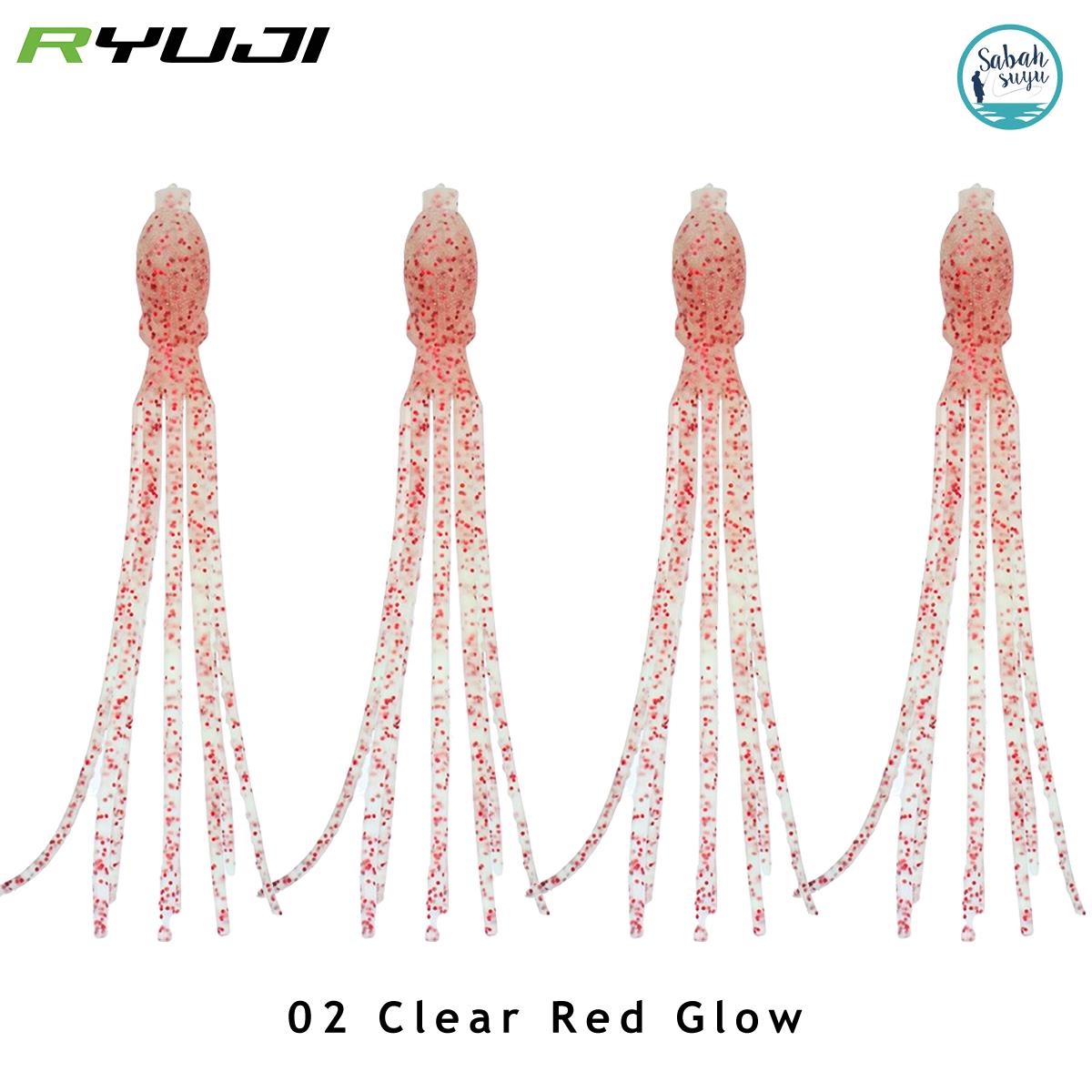 Ryuji Silikon Ahtapot 11.5cm (4 Adet) #2 Clear Red Glow
