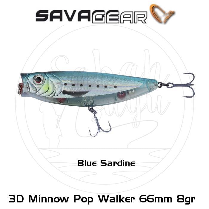 Savage Gear 3D Minnow Pop Walker 66 6.6cm 8gr Suni Yem Blue Sardine