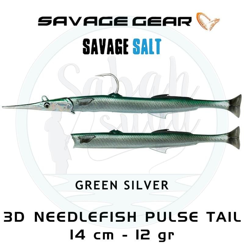 Savage Gear 3D Needlefish Pulsetail 2+1 14cm 12gr Green Silver