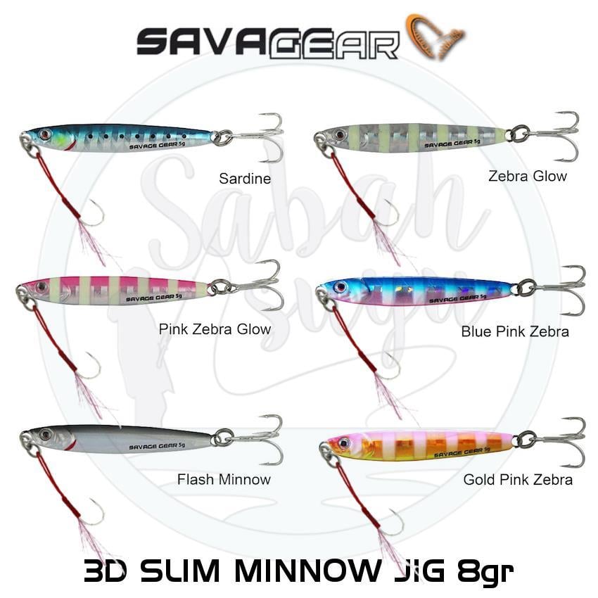 Savage Gear 3D Slim Minnow Baby Jig 8g 5.4cm Zebra Glow