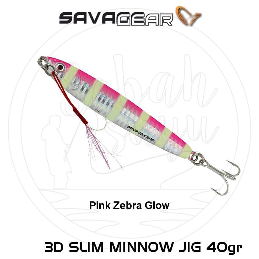 Savage Gear 3D Slim Minnow Jig 40g Pink Zebra Glow