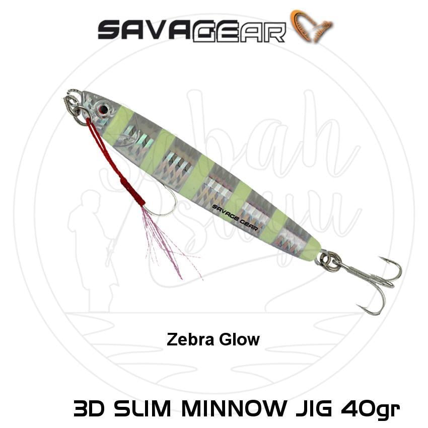 Savage Gear 3D Slim Minnow Jig 40g Zebra Glow