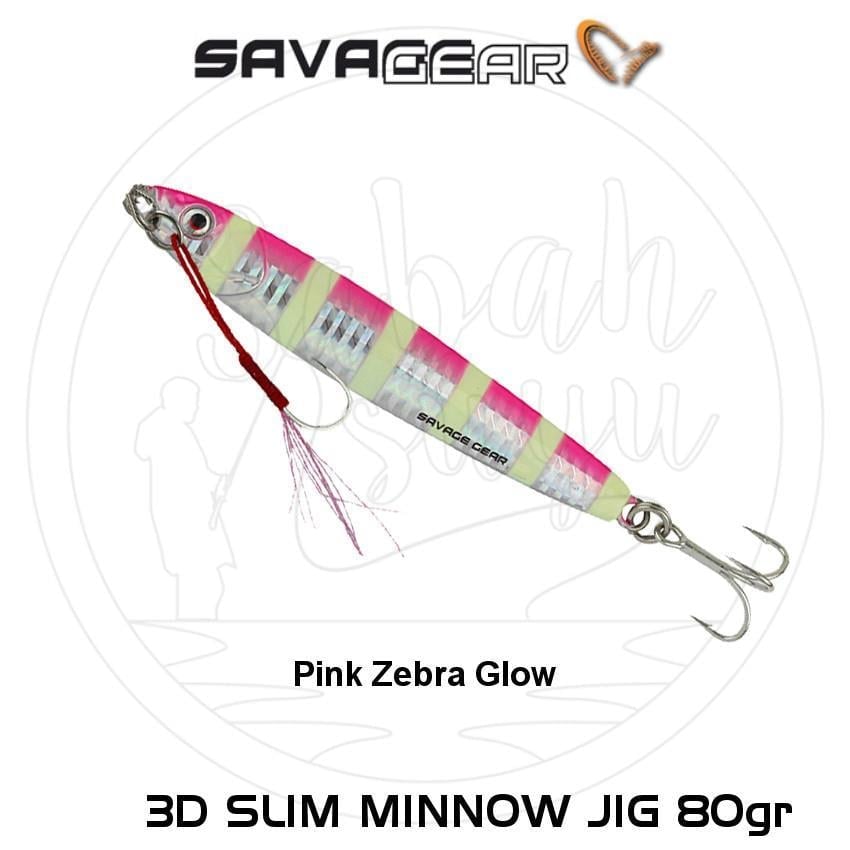 Savage Gear 3D Slim Minnow Jig 80g Pink Zebra Glow