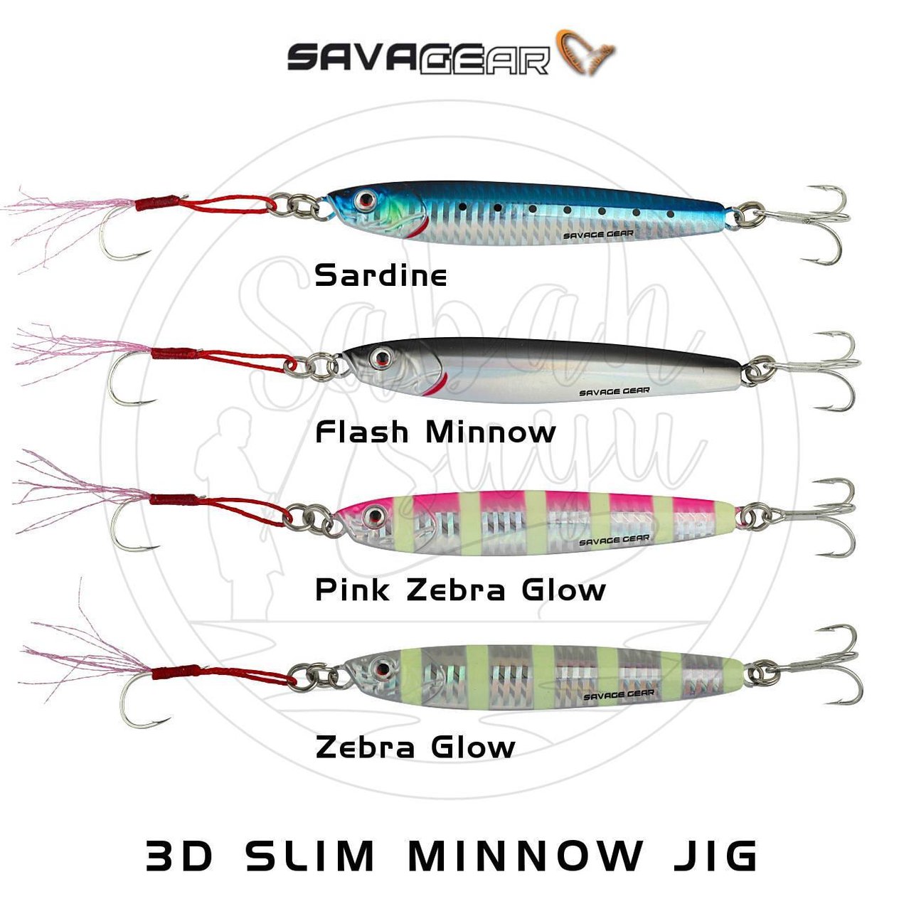 Savage Gear 3D Slim Minnow Jig 80g Zebra Glow