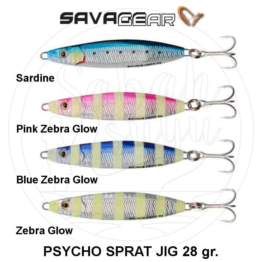 Savagear Psycho Sprat Jig Zebra Serisi 28gr. Blue Zebra Glow