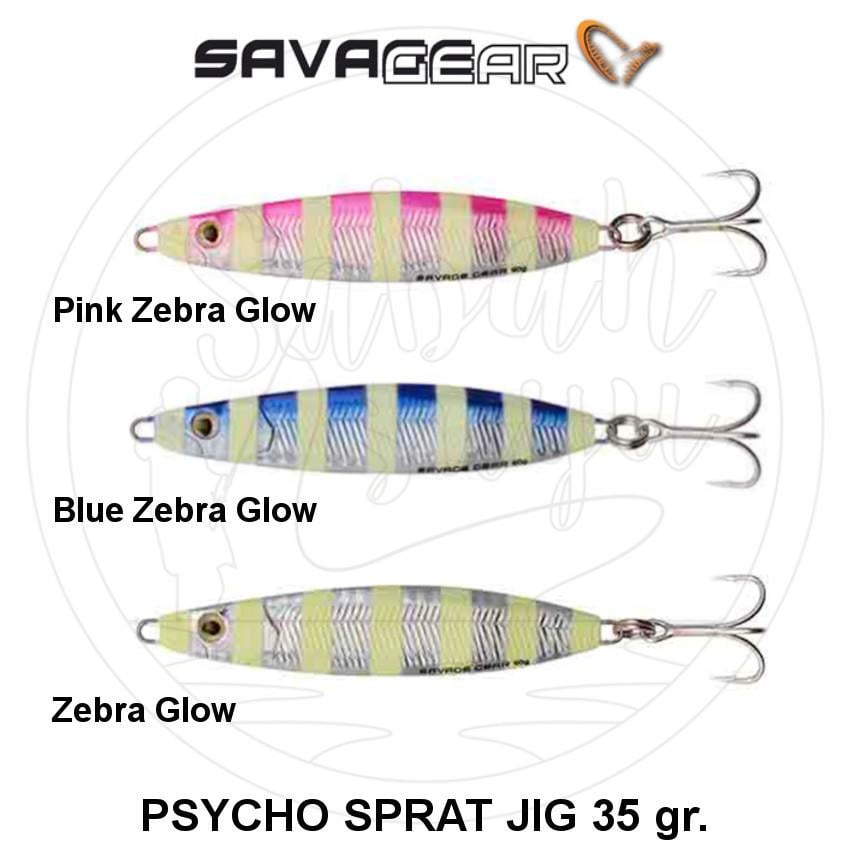 Savagear Psycho Sprat Jig Zebra Serisi 28gr. Blue Zebra Glow