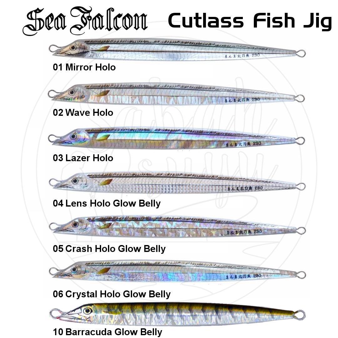 Sea Falcon Cutlass Fish Jig 180Gr. 04 Lens Holo Glow Belly