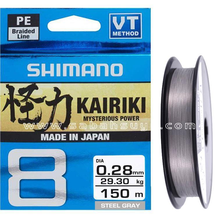 Shimano Kairiki 8 Örgü İp Misina 150m Steel Gray 0.28mm / 29.3kg
