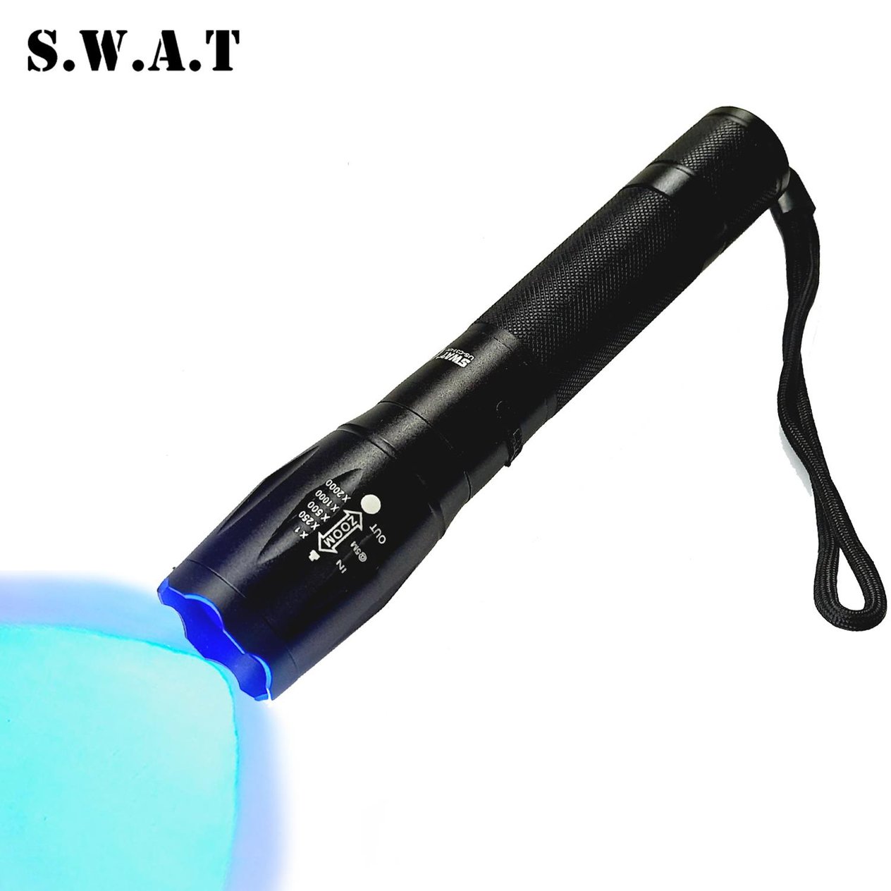 SWAT 10W UV / Beyaz Led El Feneri (Mor Işık) 2 Kademeli