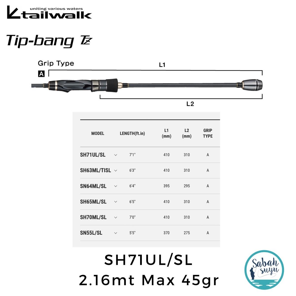 Tailwalk Tipbang TZ SH71UL/SL 2.16mt Max 45gr (2P) EGI Tiprun Kamış