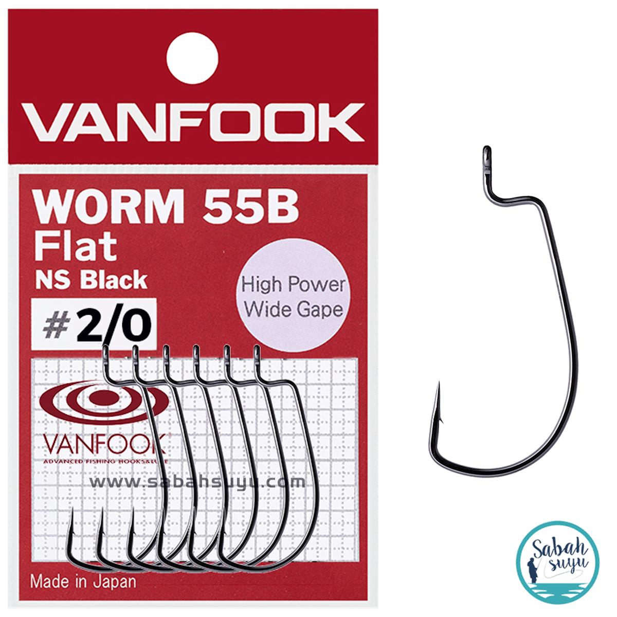 Vanfook Worm-55B Flat Offset İğne Siyah #2/0 (6 Adet)