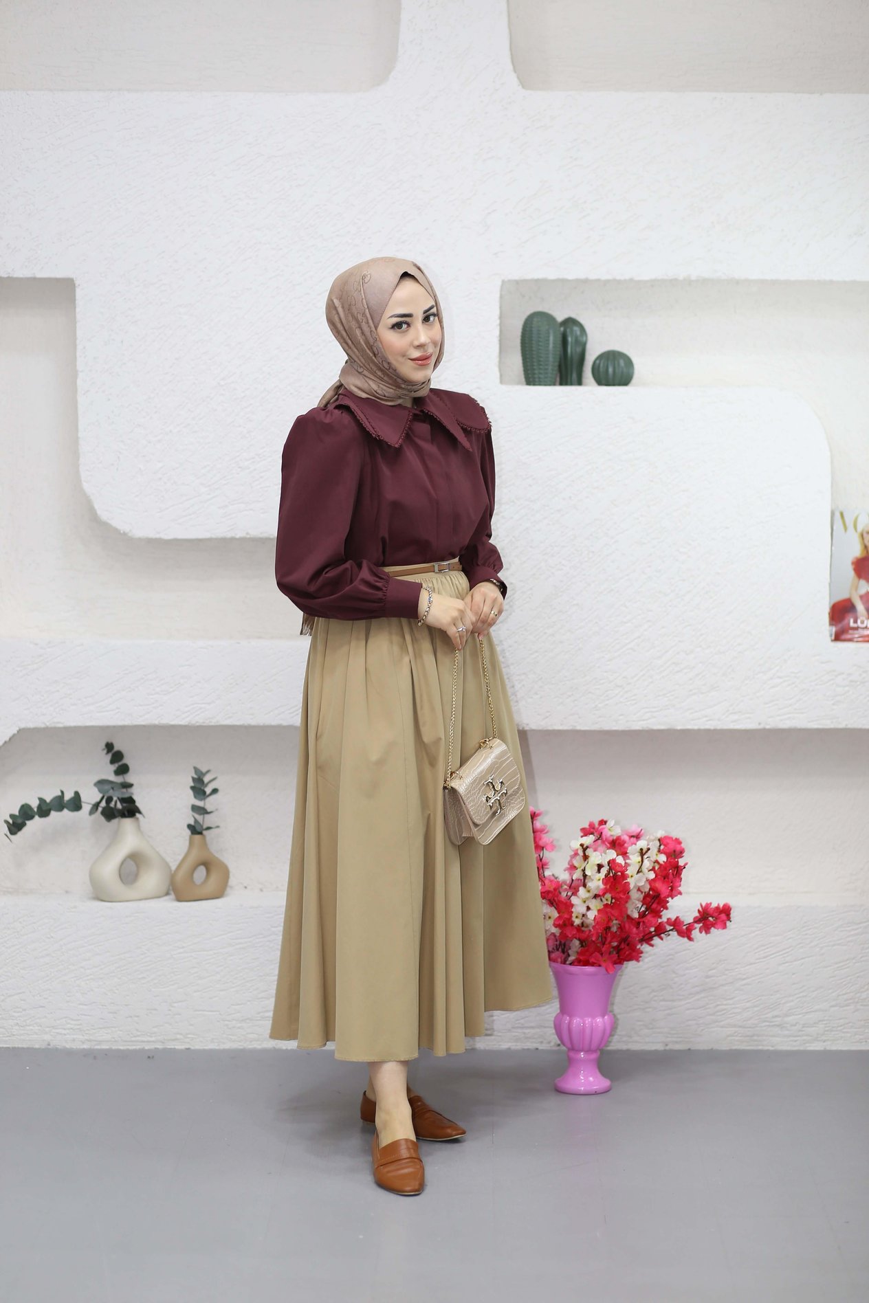 Yakalı Pera Gömlek Bordo 2955