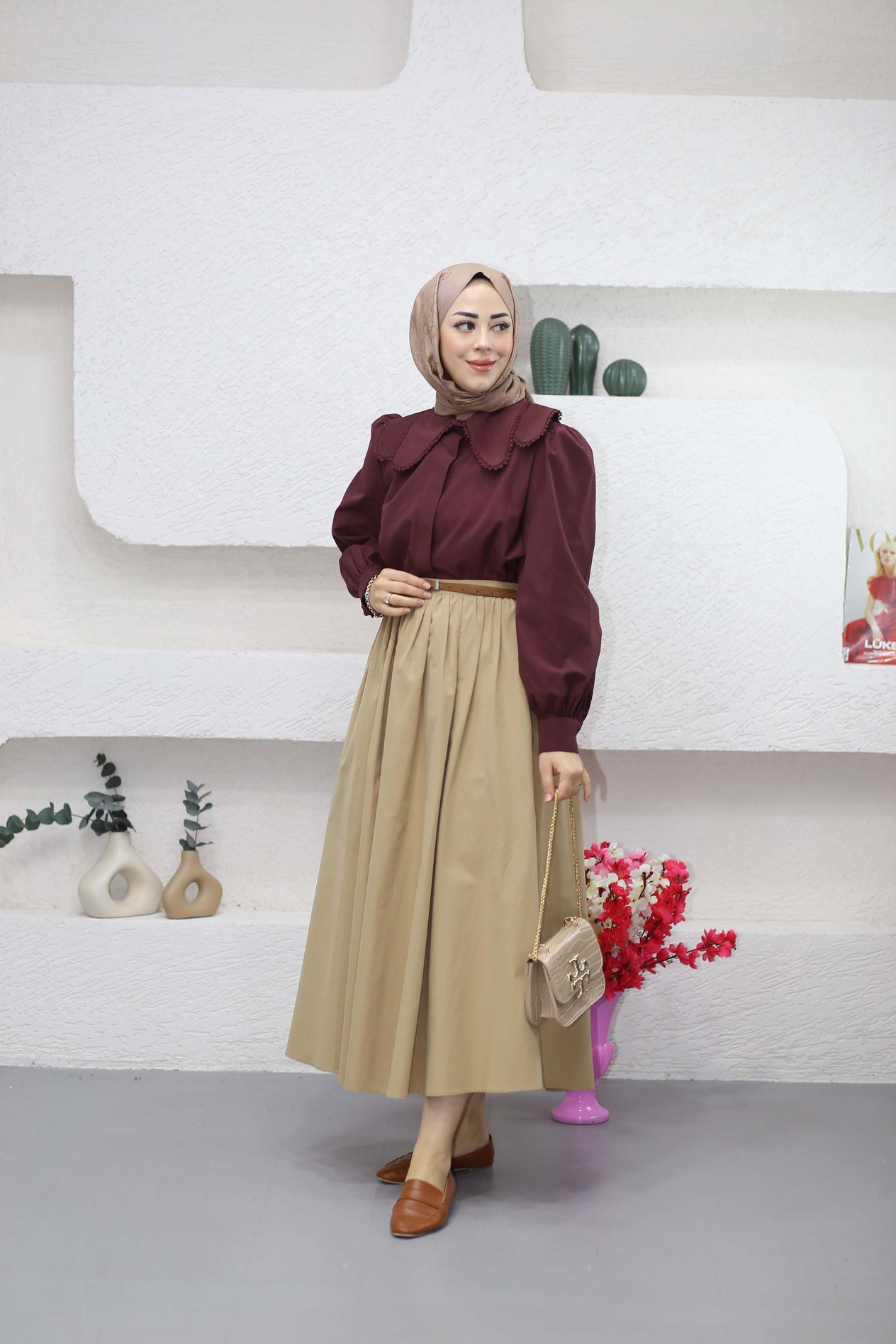Yakalı Pera Gömlek Bordo 2955