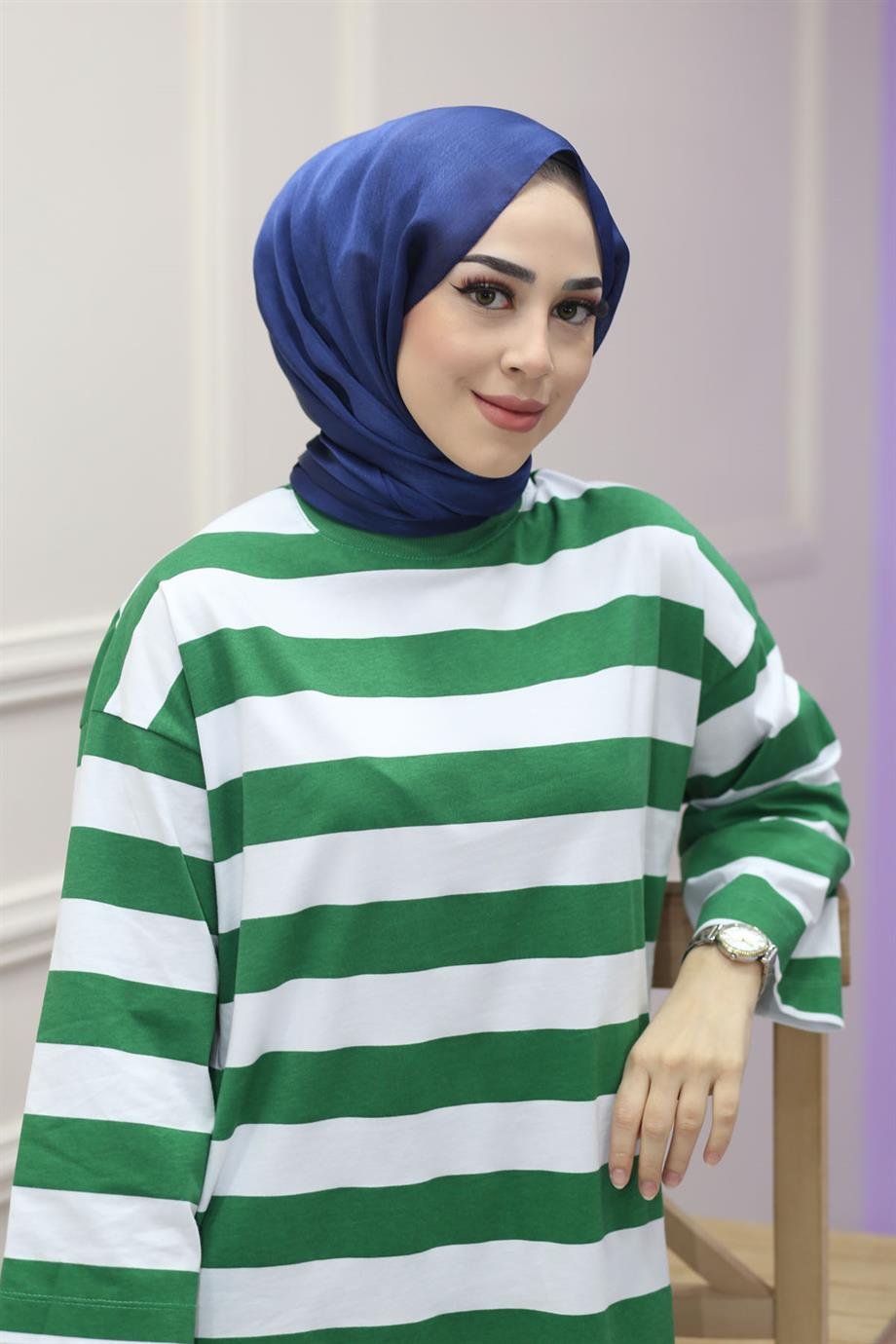 Çizgili İçlik Yeşil 1326