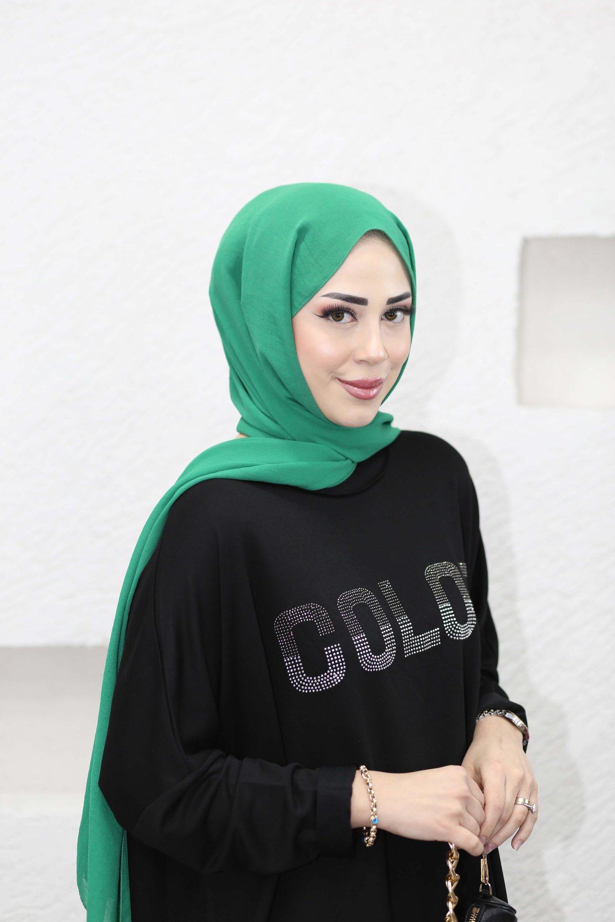 Color Taşlı Sweat Siyah 5686