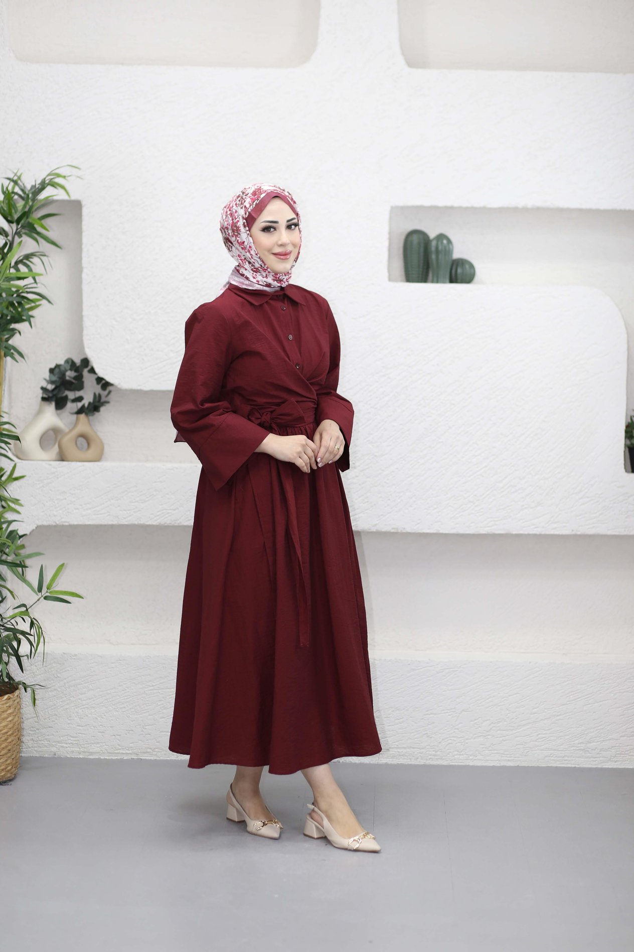 Yandan Bağlamalıi Etek Takım Bordo 8341