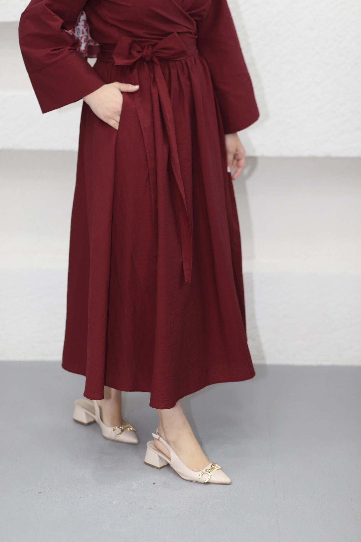Yandan Bağlamalıi Etek Takım Bordo 8341