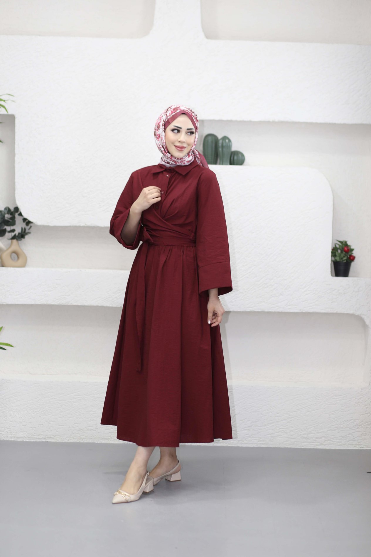 Yandan Bağlamalıi Etek Takım Bordo 8341
