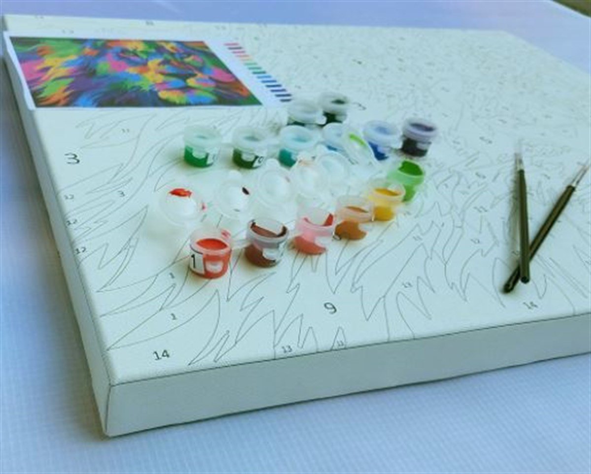 Kişiye Özel Sayılarla Tuval Boyama Seti Ahşap Çerçeveli 40x50 + Fırça + Akrilik Boyalar