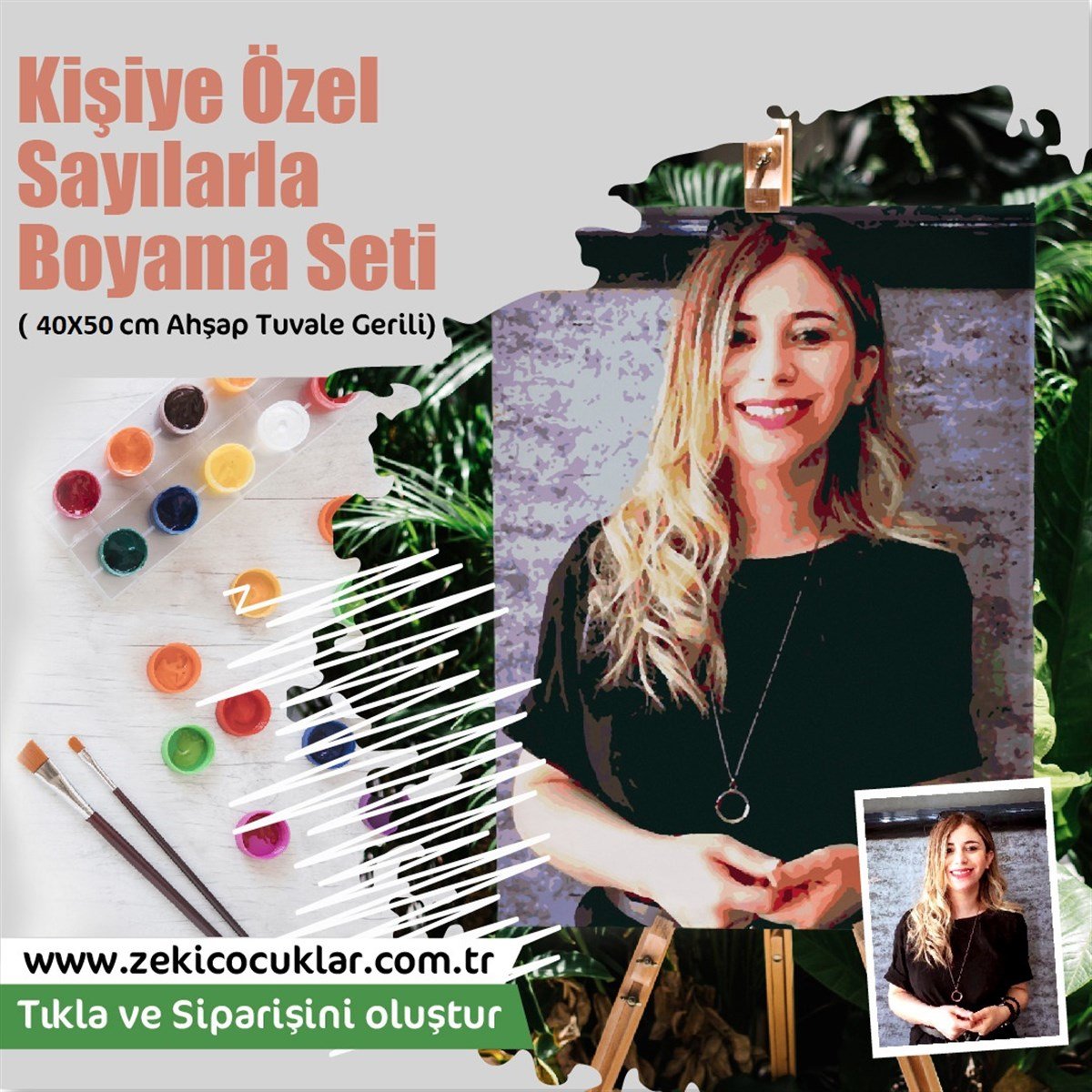 Kişiye Özel Sayılarla Tuval Boyama Seti Ahşap Çerçeveli 40x50 + Fırça + Akrilik Boyalar
