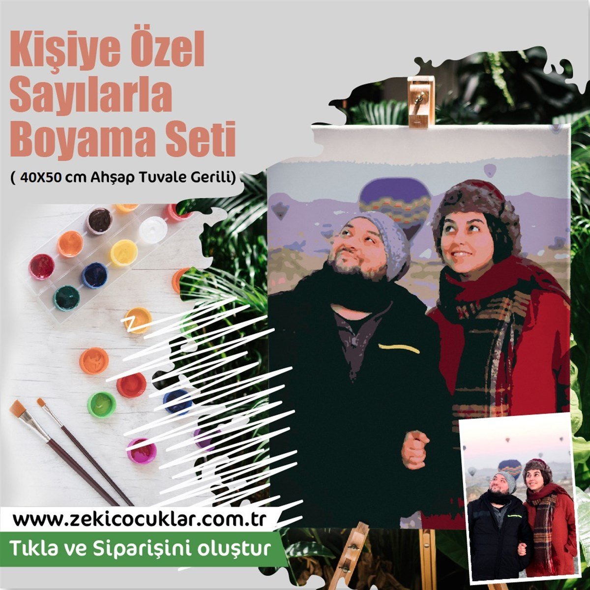 Kişiye Özel Sayılarla Tuval Boyama Seti Ahşap Çerçeveli 40x50 + Fırça + Akrilik Boyalar