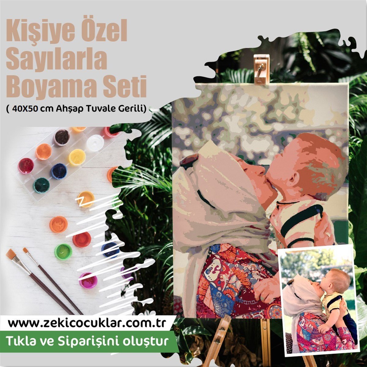 Kişiye Özel Sayılarla Tuval Boyama Seti Ahşap Çerçeveli 40x50 + Fırça + Akrilik Boyalar