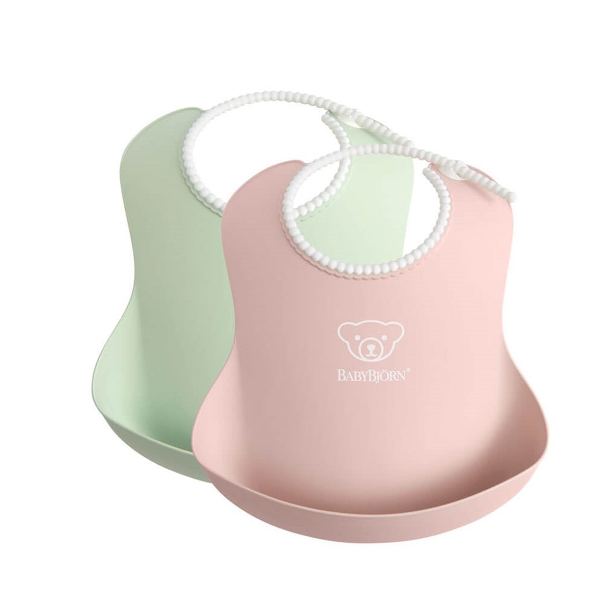 BabyBjörn 2´li Yumuşak Plastik Mama Önlüğü Powder Green / Pink