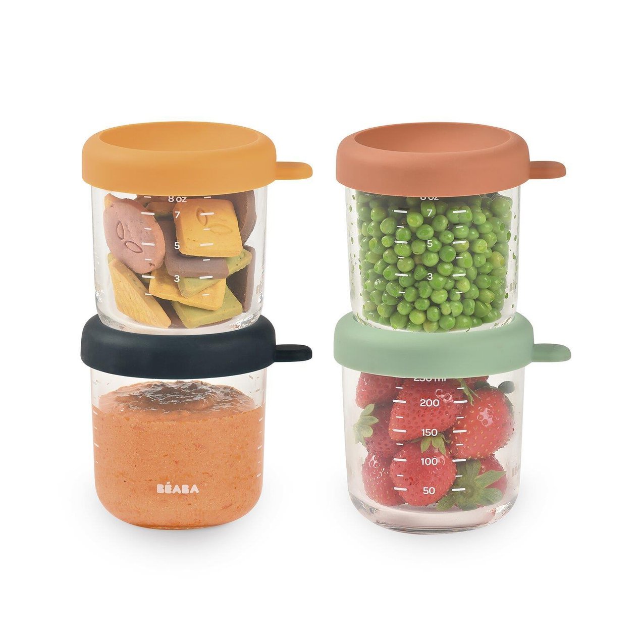Bebek cam mama kavanozu 4lü set 250 ml, Sunrise color mix