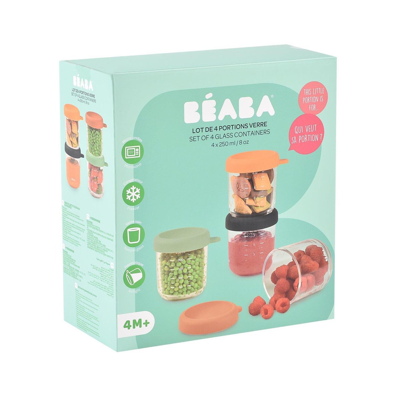 Bebek cam mama kavanozu 4lü set 250 ml, Sunrise color mix