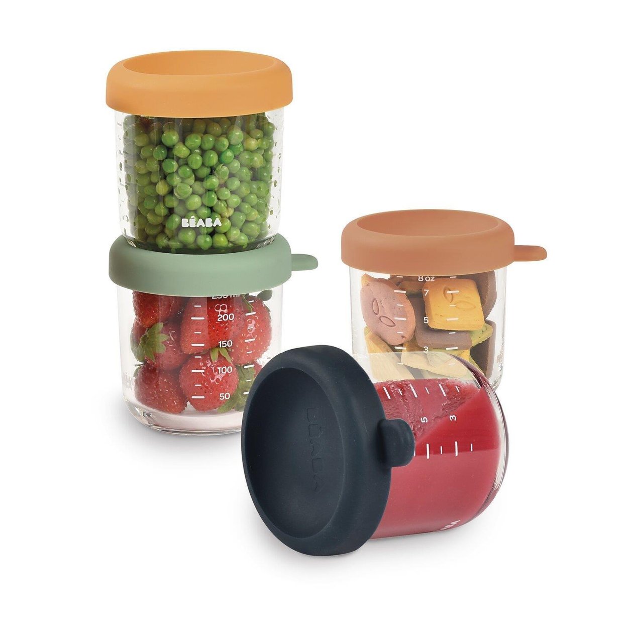 Bebek cam mama kavanozu 4lü set 250 ml, Sunrise color mix