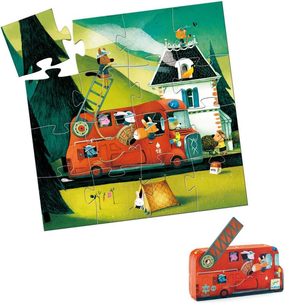 Djeco Dekoratif Puzzle 16 Parça - The Fire Truck