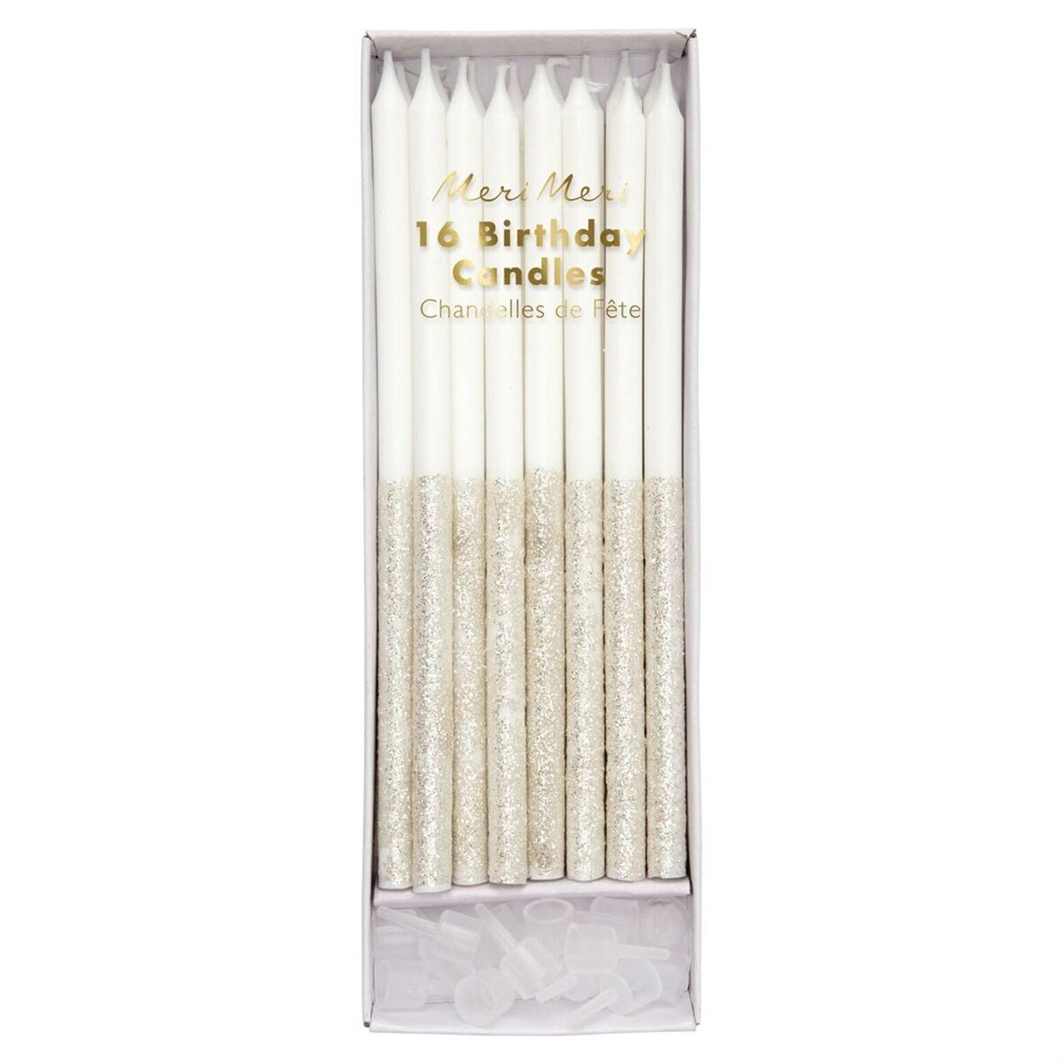 Meri Meri - Silver Glitter Dipped Candles - Gümüş Simli Mum