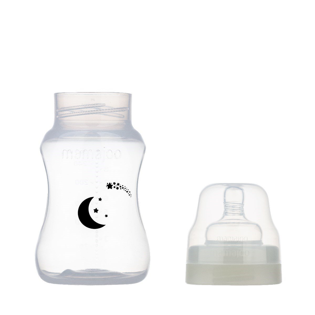 Mamajoo 1 x Gece & Gündüz Biberonu 270 ml & Anti-Kolik Biberon Emziği No:2 / M