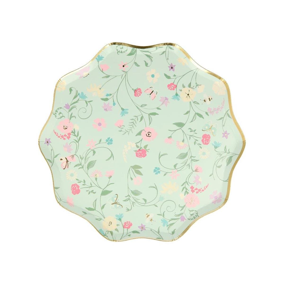 Meri Meri - Ladurée Paris Floral Side Plates - Ladurée Paris Çiçekli Tabaklar (M) (8'li)